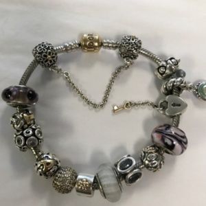 LOADED PANDORA Charm Bracelet All Auth Pandora
